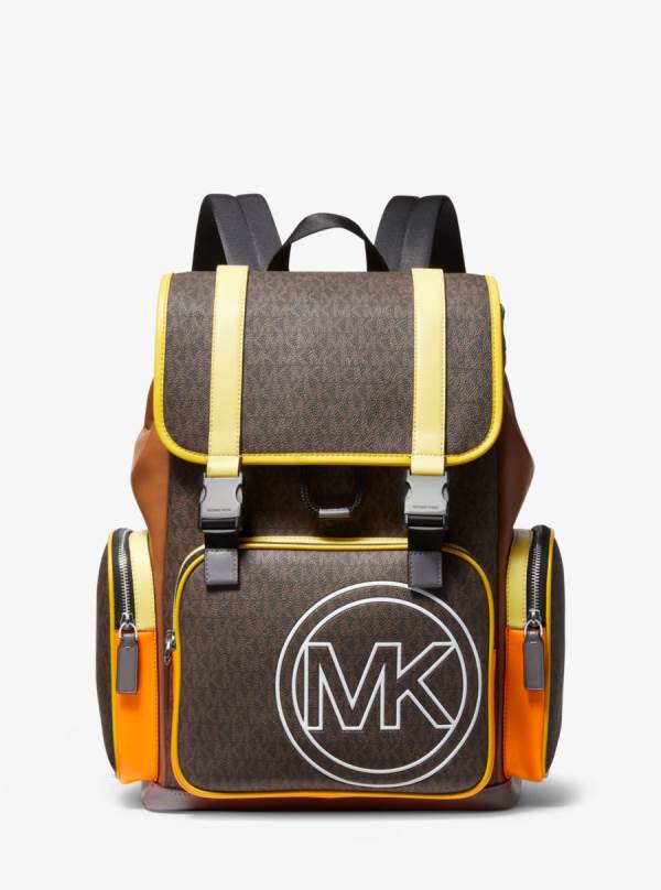 Panske Batohy Michael Kors Cooper Logo and Color-Block Faux Leather Hnede - Tasky Michael Kors Sleva | XGYVF-7803